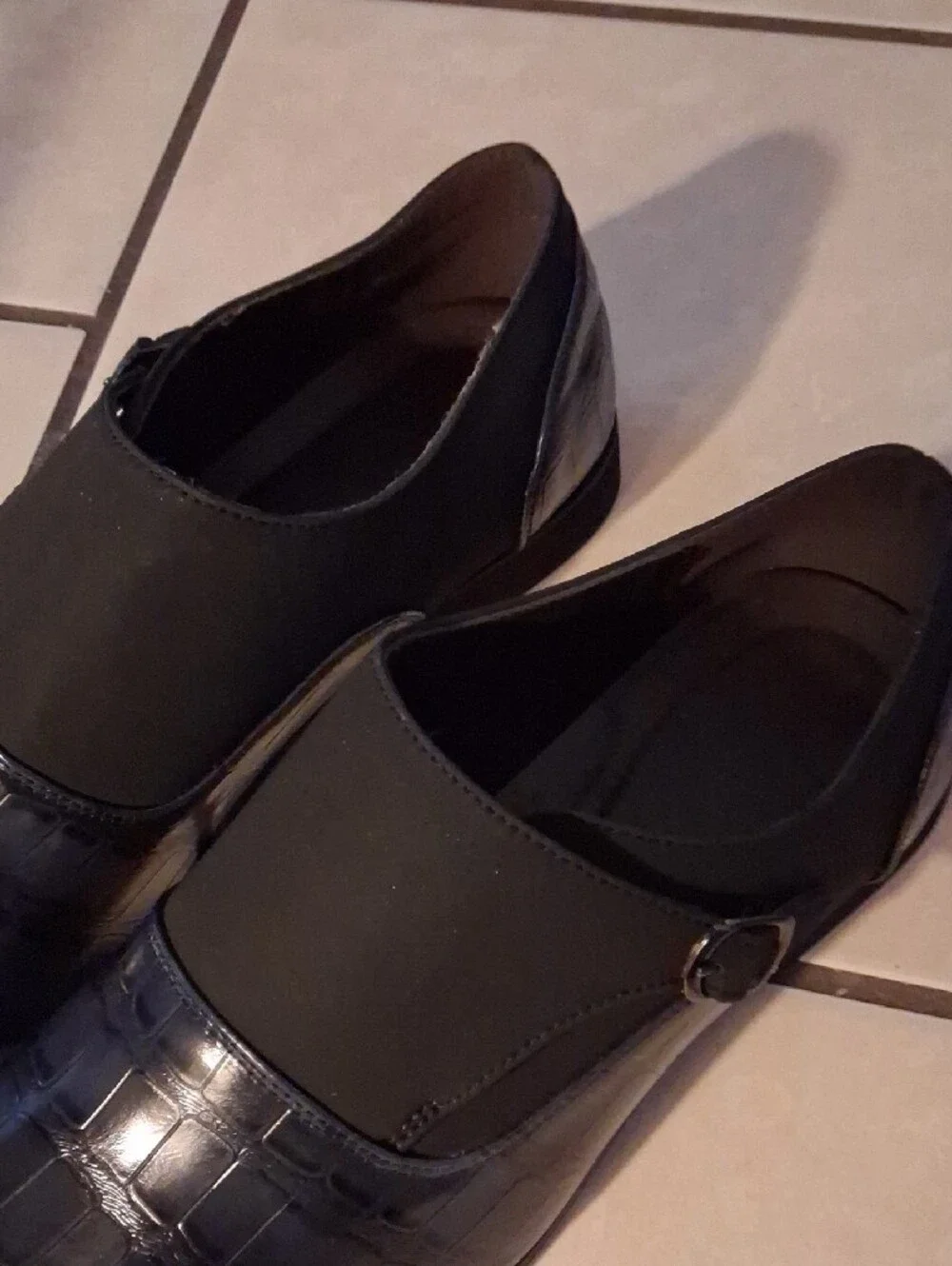 CROCS Black Croc-Embossed Slip-On Loafers